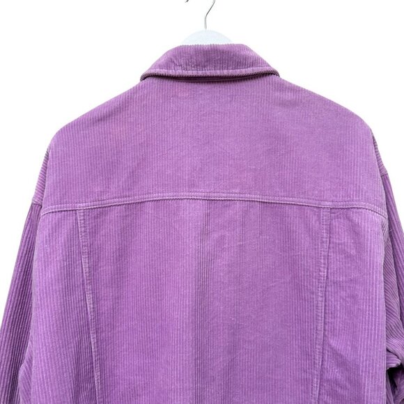 ZARA Corduroy Shirt Jacket Medium Purple Lavender Cotton Womens Long Sleeve Top - Picture 7 of 12